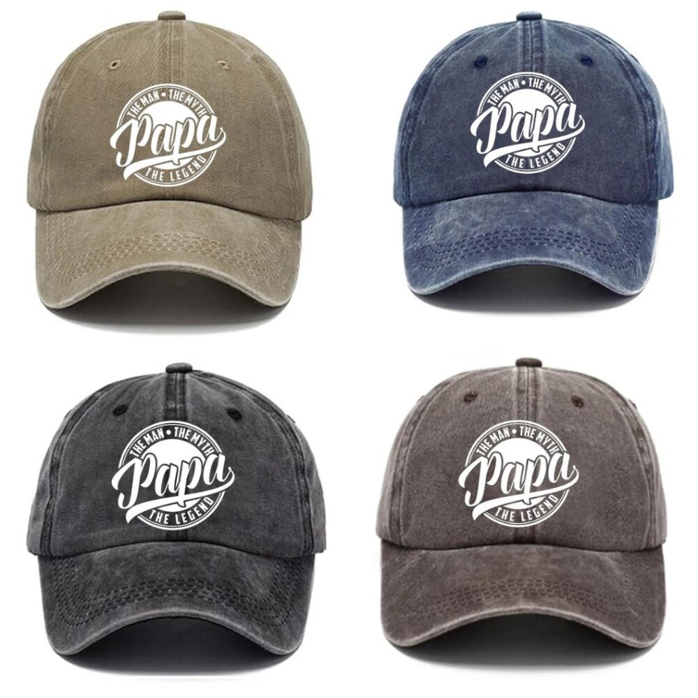 PAPA THE LEGEND Men Fashion Casual Vintage Solid Color Letter Pattern Grandpa
